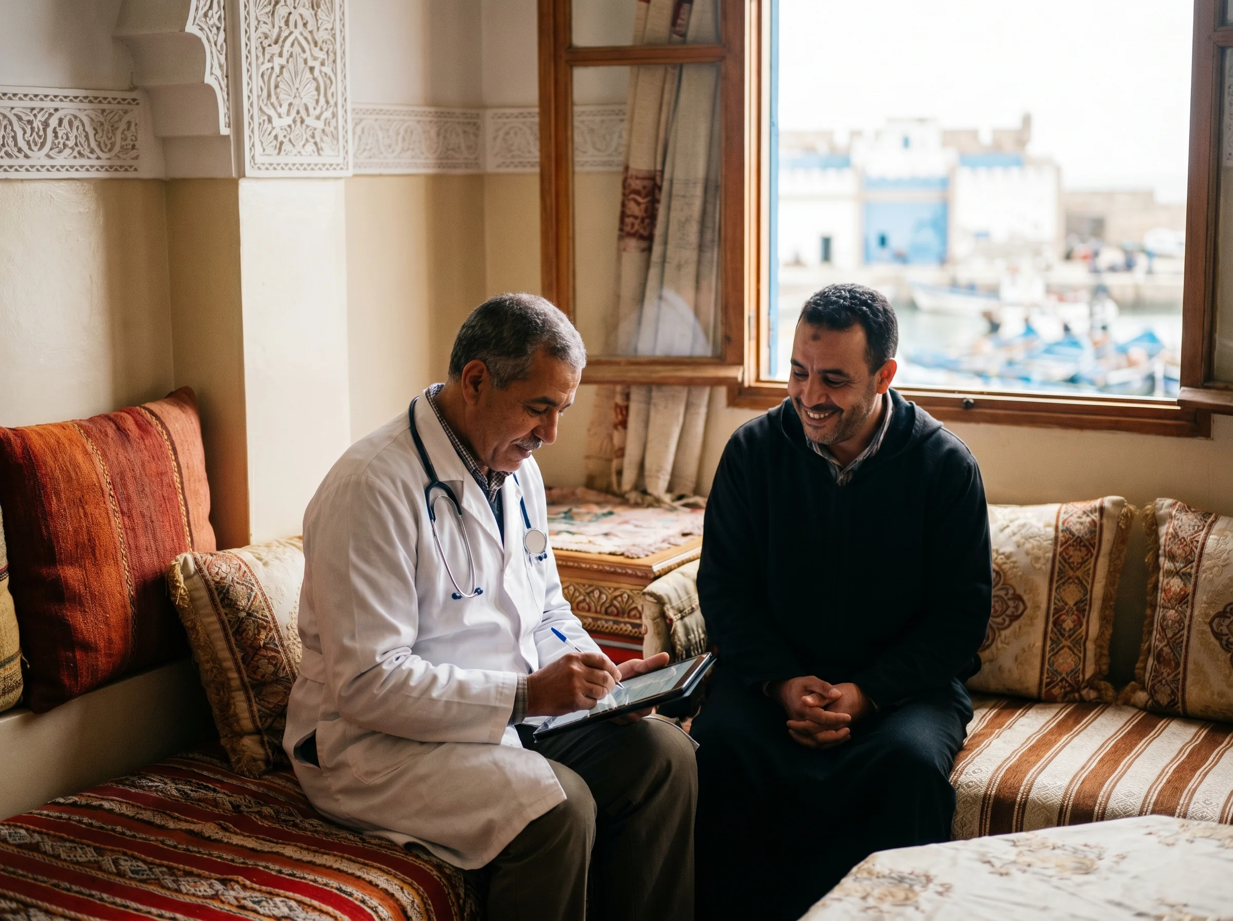 Médecin في المنزل Essaouira en consultation chez un patient adulte