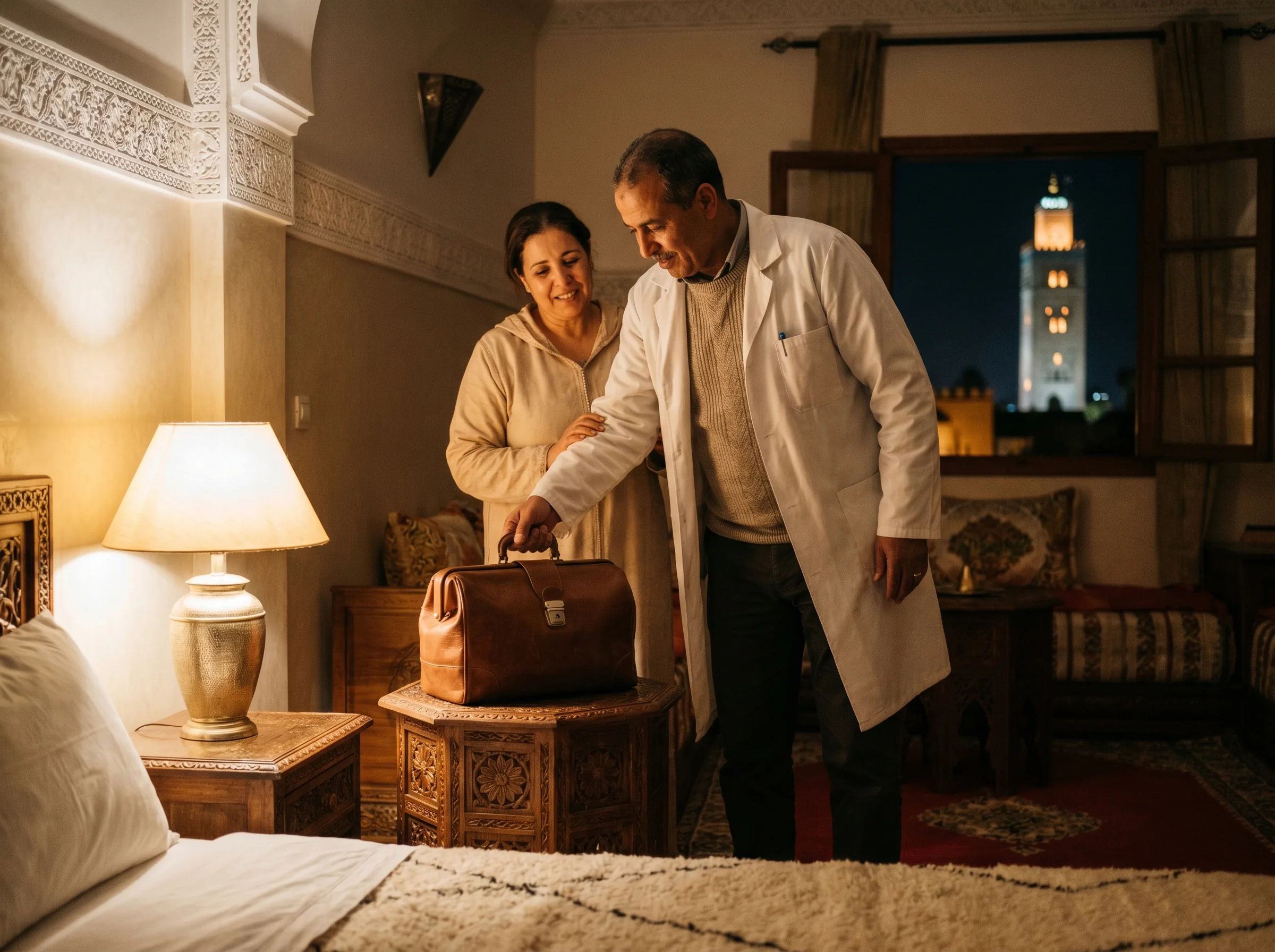Médecin de garde Marrakech, intervention de nuit pour urgences médicales 24h/24