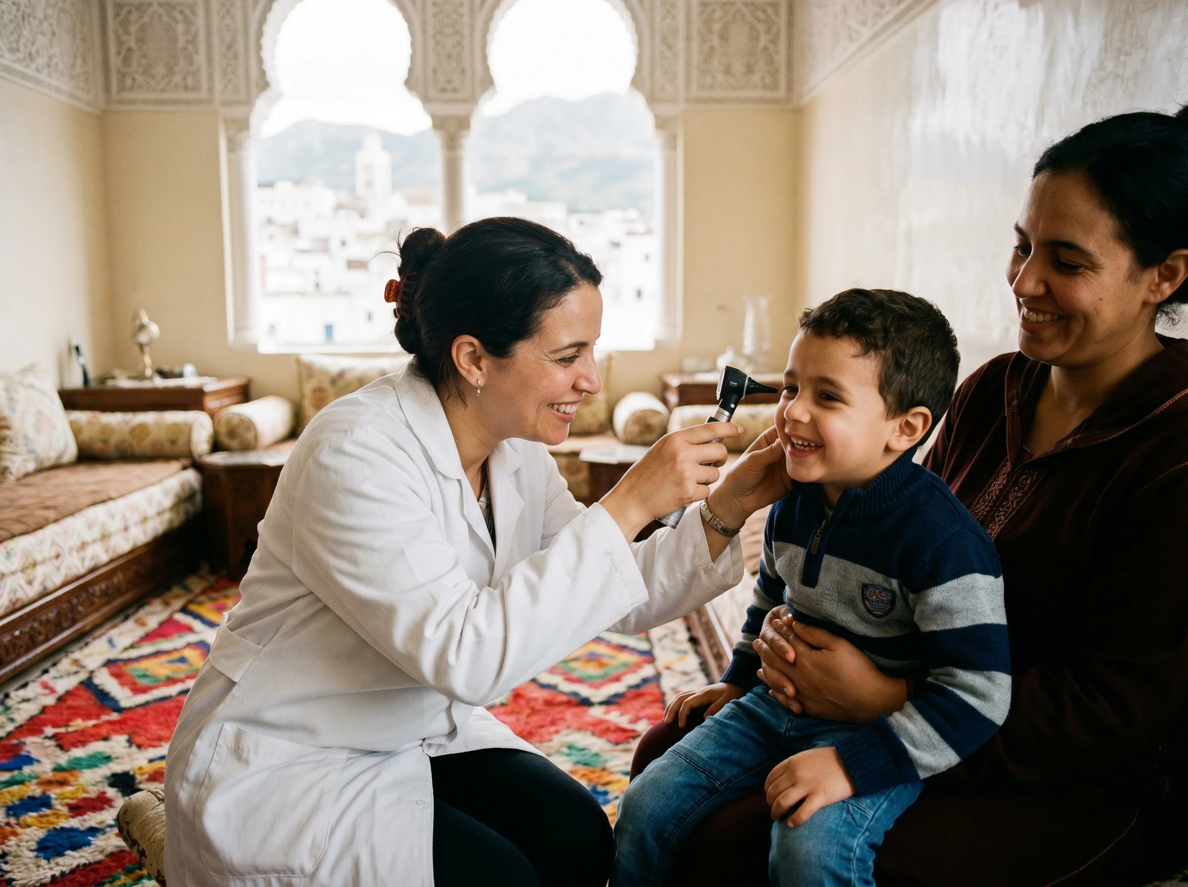 Pédiatre à domicile à Tétouan examinant un enfant