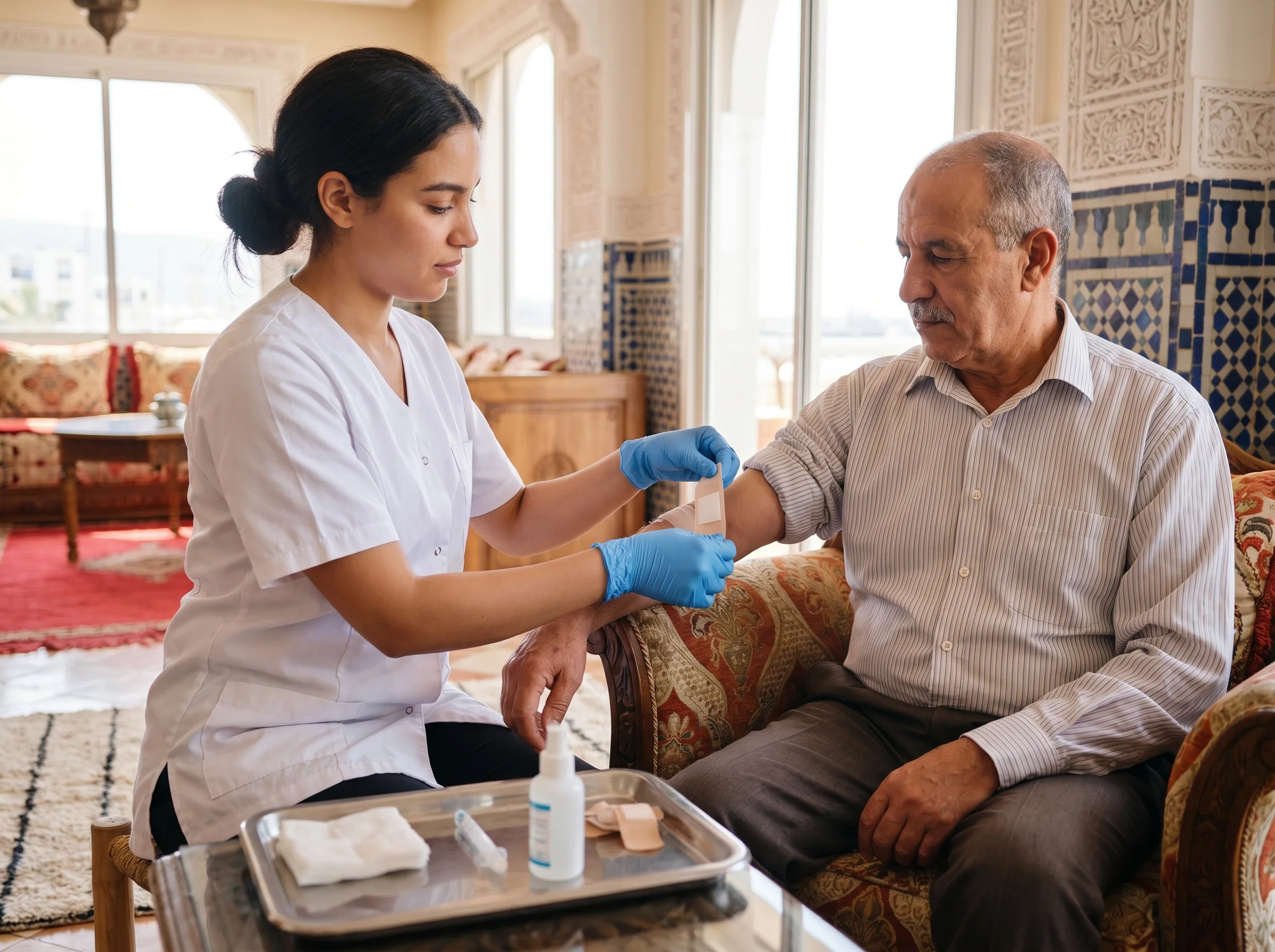 Soins médicaux à domicile à Agadir, pansement et suivi