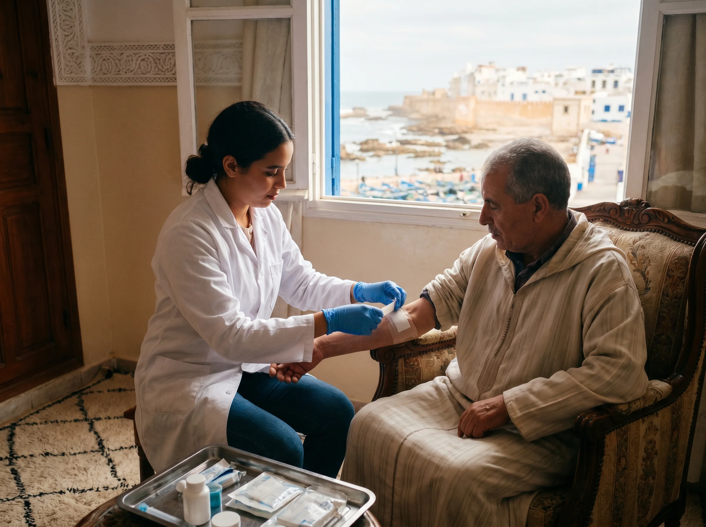 Soins médicaux في المنزل à Essaouira, pansement et suivi