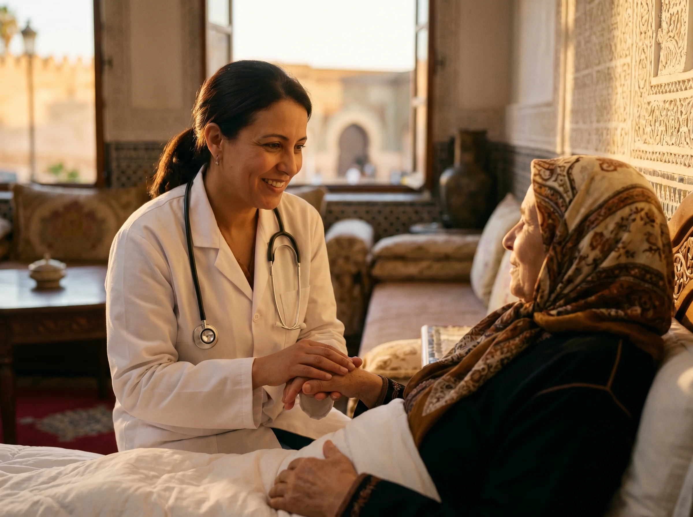 Urgence médicale à domicile à Meknès, prise en charge d'une patiente âgée
